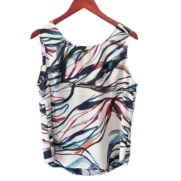 NWT DKNY Sleeveless abstract print top Sz L - Picture 3 of 4
